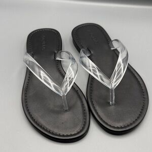 Aqua Black Flip Flop Sandals with Clear Straps